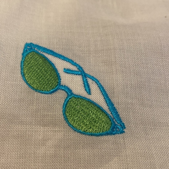 Casey Coleman White Linen Multi Color Embroidered Sunglasses 2/4 Sleeve Size M - Picture 9 of 10